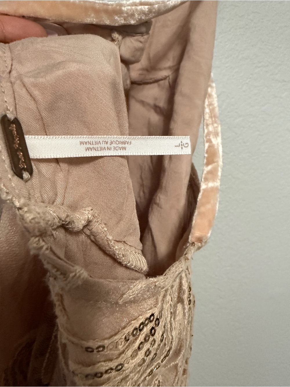 Free People Swingin It Sequin Romper Champagne Peach L - Picture 3 of 3